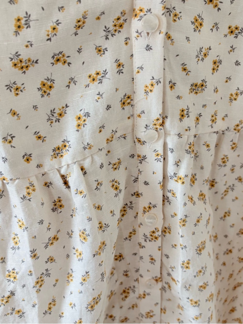 Emerson Fry Santiago Maxi Dress Anne Flowers Gold Linen Puff Sleeves Size M - Picture 10 of 14